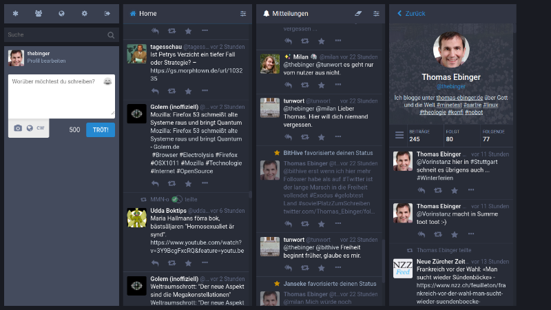 Mastodon - zurück in die Zukunft sozialer Netzwerke Mastodon Screenshot